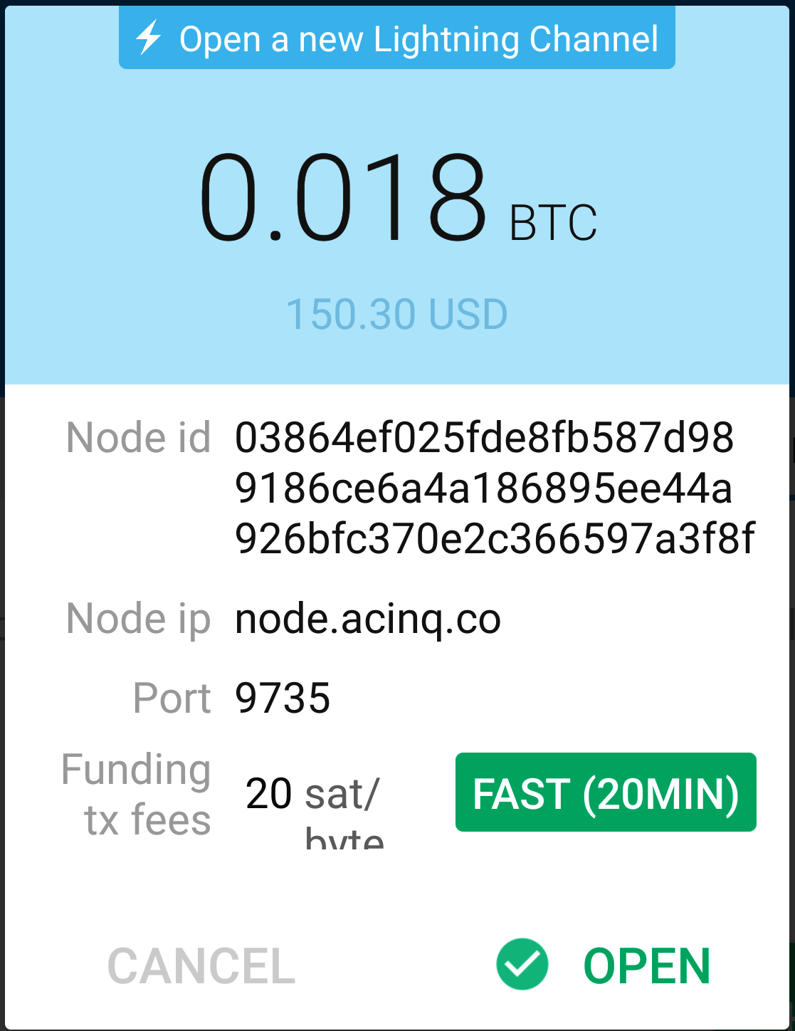 開啟閃電網路通道