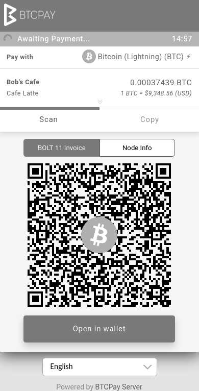 BTCPay Server 閃電網路發票