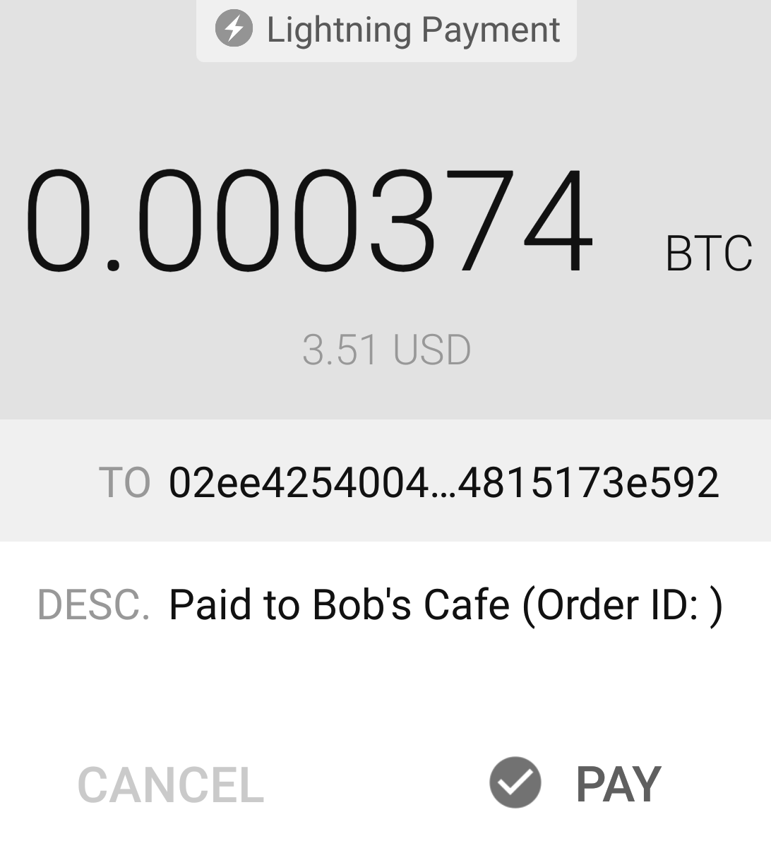 閃電網路交易發送確認